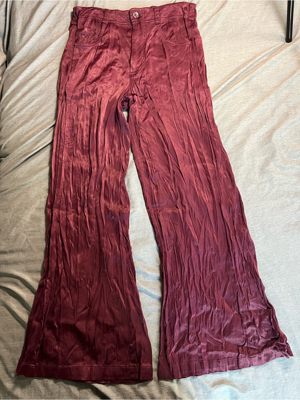 Pilcro Wide Leg Pants in Deep Burgundy